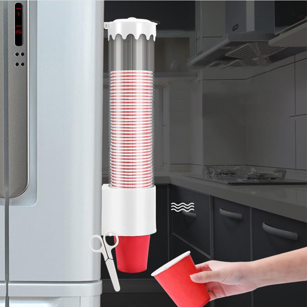 Wall Mount Single Water Cup Dispenser Type Disposable Paper Cup Dispenser Beverage Cup Holder (White)