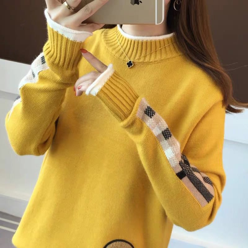 Winter Postpartale Frauen Stillzeit Kleidung Plaid Langarm Rollkragen Stillen Pullover Pflege Stricken Pullover