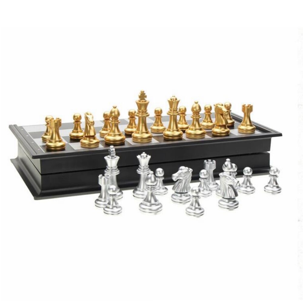 Schaakspel Middeleeuwse Schaakspel Schaakbord 32 Goud Zilver Schaakstukken Magnetische Board Figuur Sets Szachy Checker Met Doos