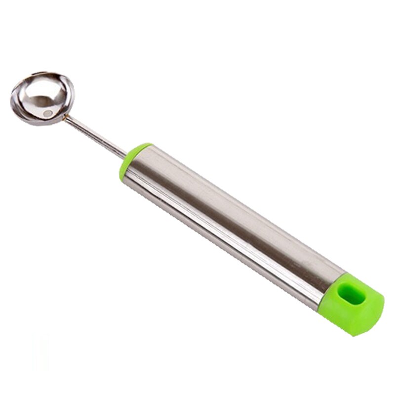 1pcs Stainless Steel Fruit Scoop Scoop Ice Cream Watermelon Scoop Fruit Scoop Kitchen Decoration Accessories Gadgets: Green