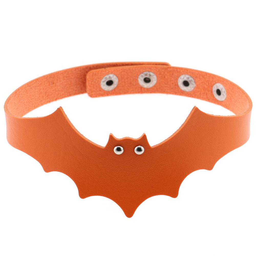 Small Devil Black PULeather Bat Wing Choker Handmade Nightclub Vampire Collar Clavicle Necklace Halloween Women: orange