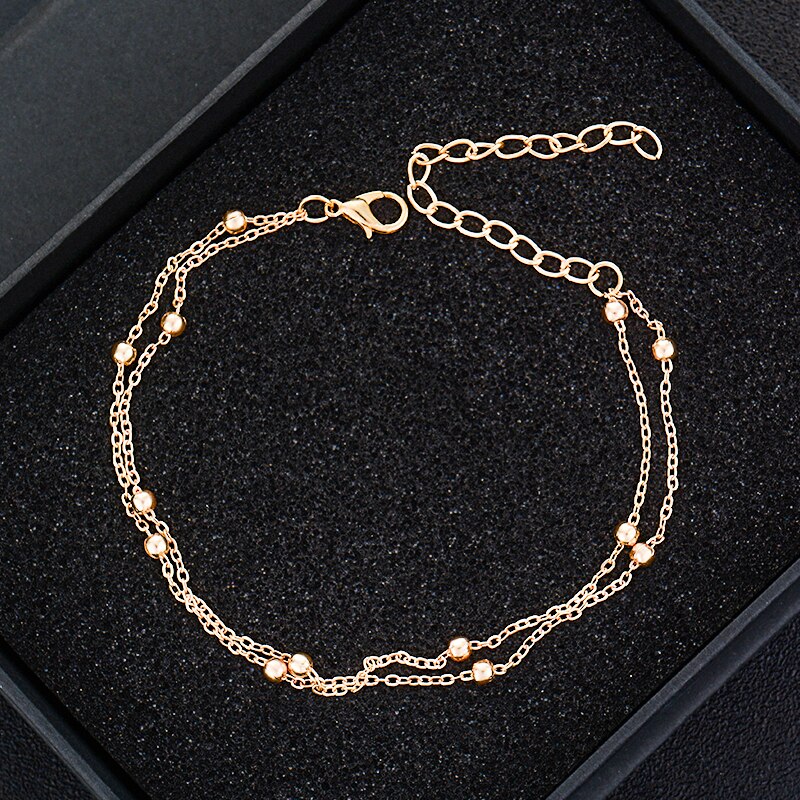 SHUANGR Boho Gold Silber Farbe Fußkettchen Armband auf Die Bein Multi-Schicht Herz Blatt Perlen Ankle für Frauen Kette strand Fuß Schmuck: R459