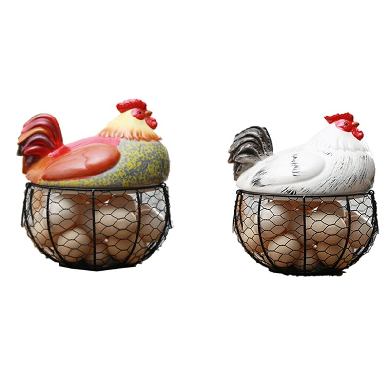 Keramik ægholder kyllingetråd æg kurv frugt kurv samling høne ornamenter dekoration køkken opbevaring 19 cmx 22cm