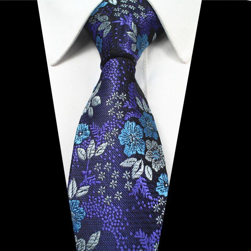 RBOCOTT – cravates florales en soie Jacquard pour hommes, 7cm, col tissé, couleur bleu rouge, accessoires de mariage d'affaires: 04