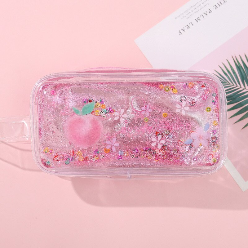 Avocat Transparent, boîte à crayons, trousse à crayons pour filles, papeterie, fournitures scolaires, porte-crayon: Peach C