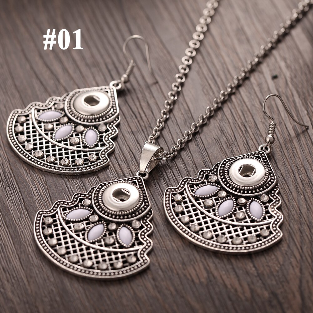 Boutons pression ensemble de bijoux paramètres cristal 12mm 18mm collier pression et 12mm boucles d'oreilles pression pour les femmes bouton pression boucles d'oreilles pendentif collier: 11