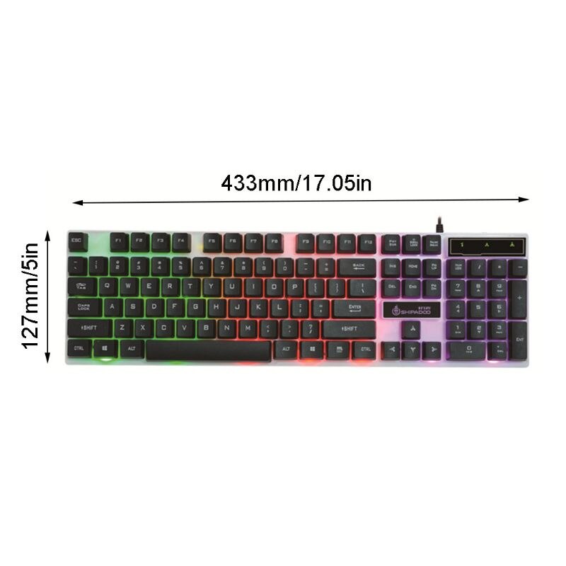 USB Computer Wired Keyboard Colorful Backlit Game Rainbow Glow Floating Button