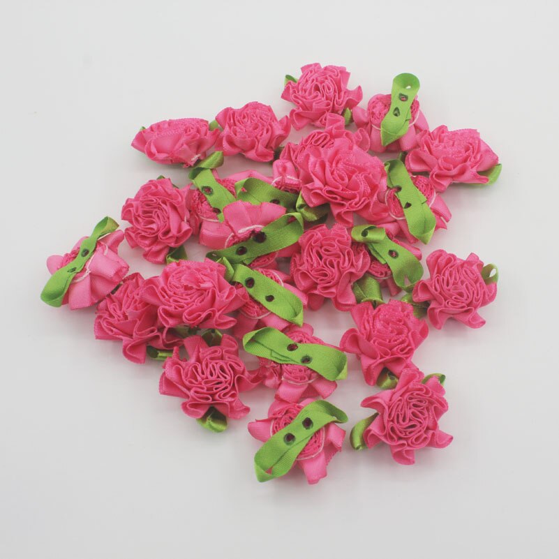 Cinta de satén hecha a mano para niña, bolsa de zapatos para el pelo, vestido, scrapbooking, accesorios artesanales, 3cm, 10 Uds.: hot pink