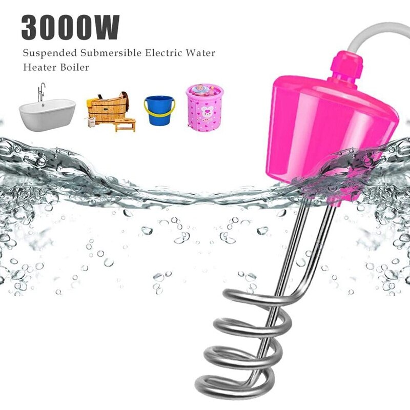 Scaldabagno per piscina 3000W riscaldatore ad immersione in acciaio inossidabile sospensione scaldabagno elettrico elementi spina ue