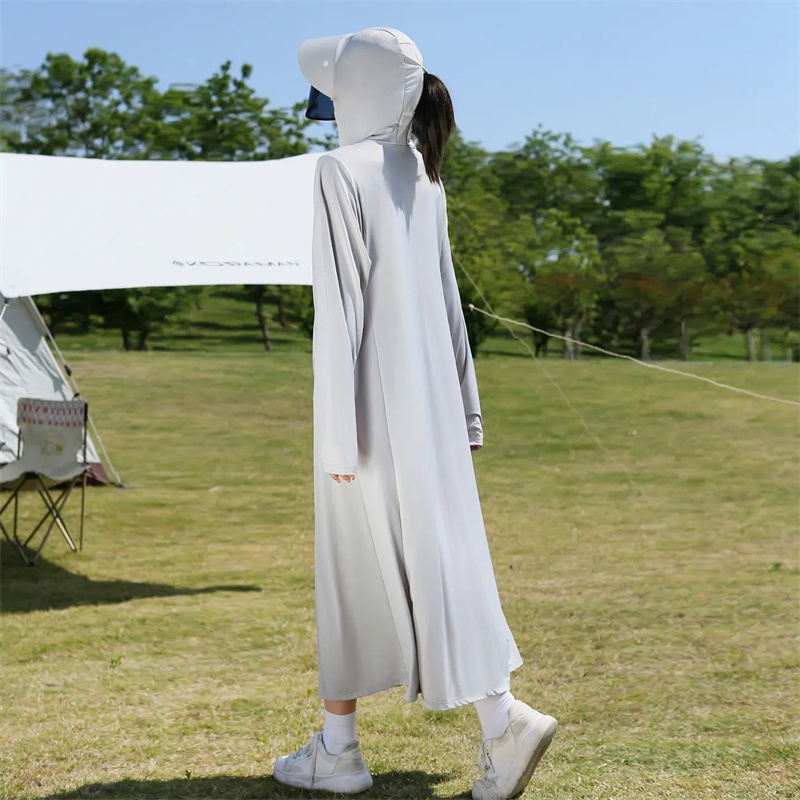 have Lens Sun Protection Clothing Womens Long Summer Full Body Anti UV Ice Silk Breathable Thin Loose Long Sleeved Jacket Pink: GRAY