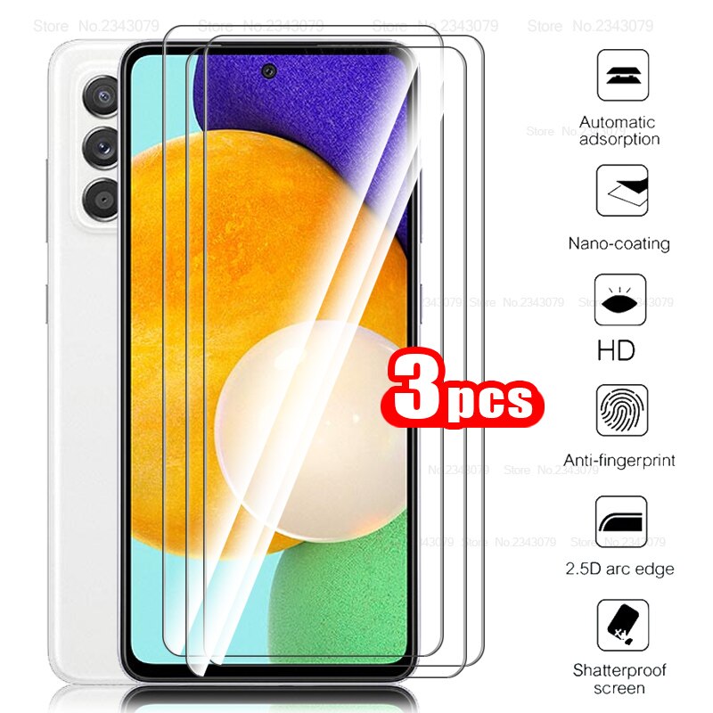 Voor Samsung A52 5G Case 3Pcs Gehard Glas Voor Samsung Galaxy A52 Een 52 5G Beschermende Glas telefoon Cover Samsun Sansung Glas