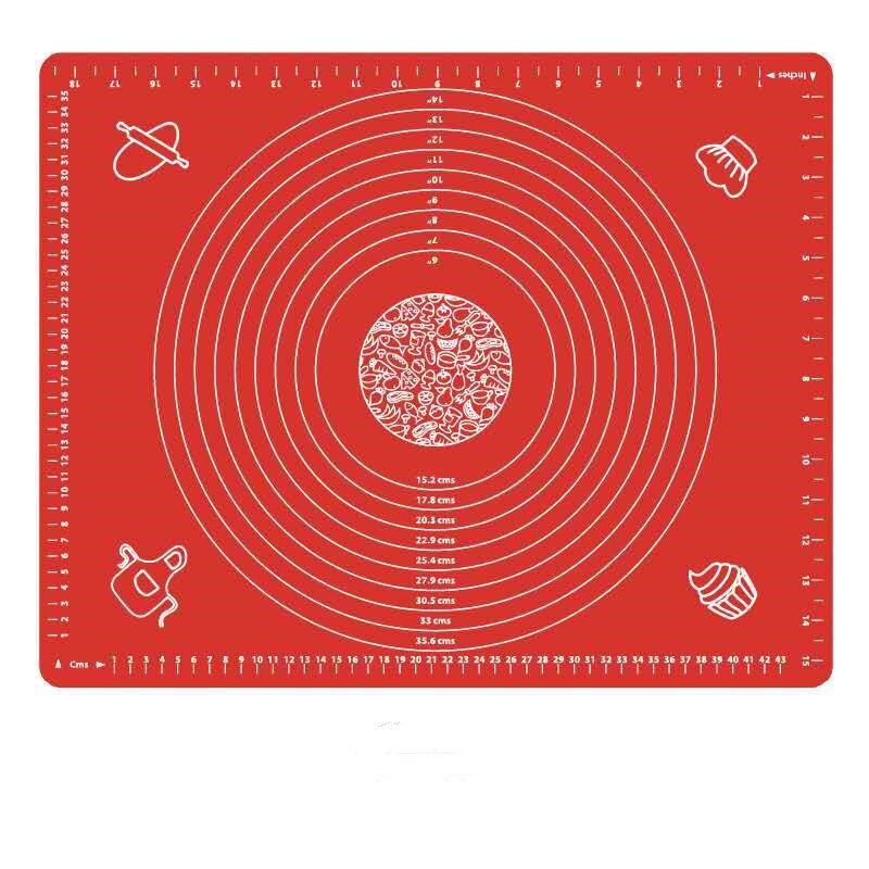 Siliconen antiaanbak bakmat bakplaat deeg macaroo pizza bakvorm deeg deeg bloem rolmat tafel keukengereedschap: Rood