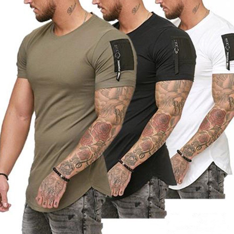 2021 Wish męska Casual sport Slim Fit jednolity kolor wokół szyi T-shirt męskie krótkie rękawy
