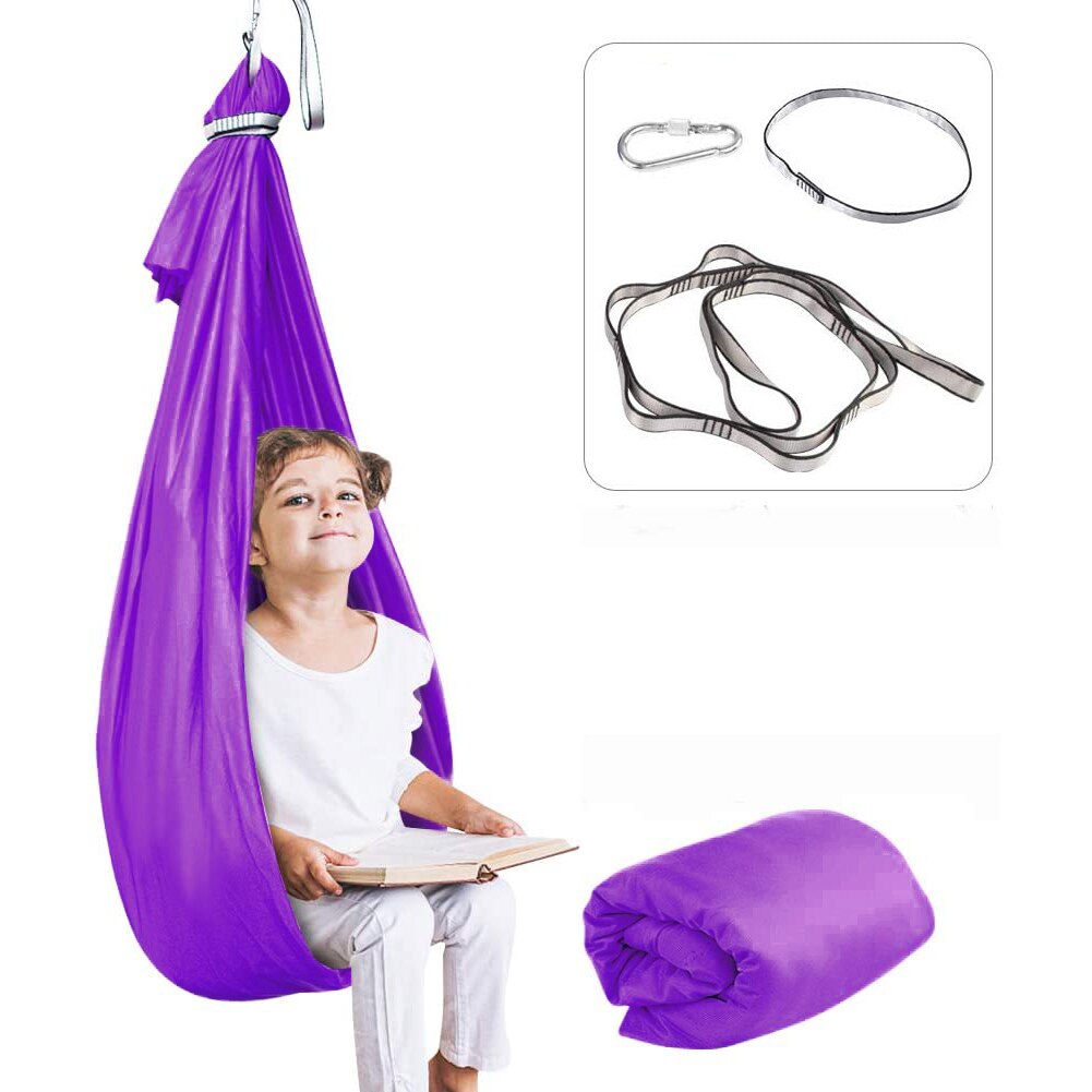 Kid Zintuiglijke Swing Indoor Yoga Hangmat Therapie Seat Stoel Huis Cuddle Swing Geweldig Voor Autisme Adhd Verwerking Stoornis: Deep purple