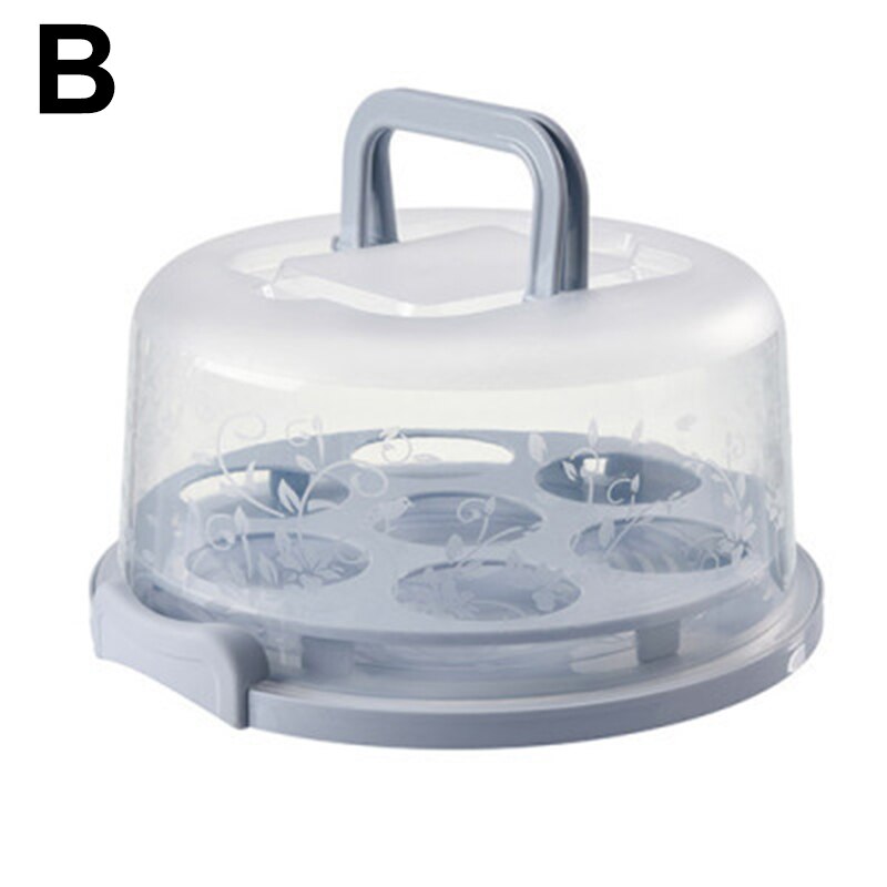 Portable Cake Storage Box Round Birthday Cake Box Kitchen Wedding Baking Container YE: Blue  B