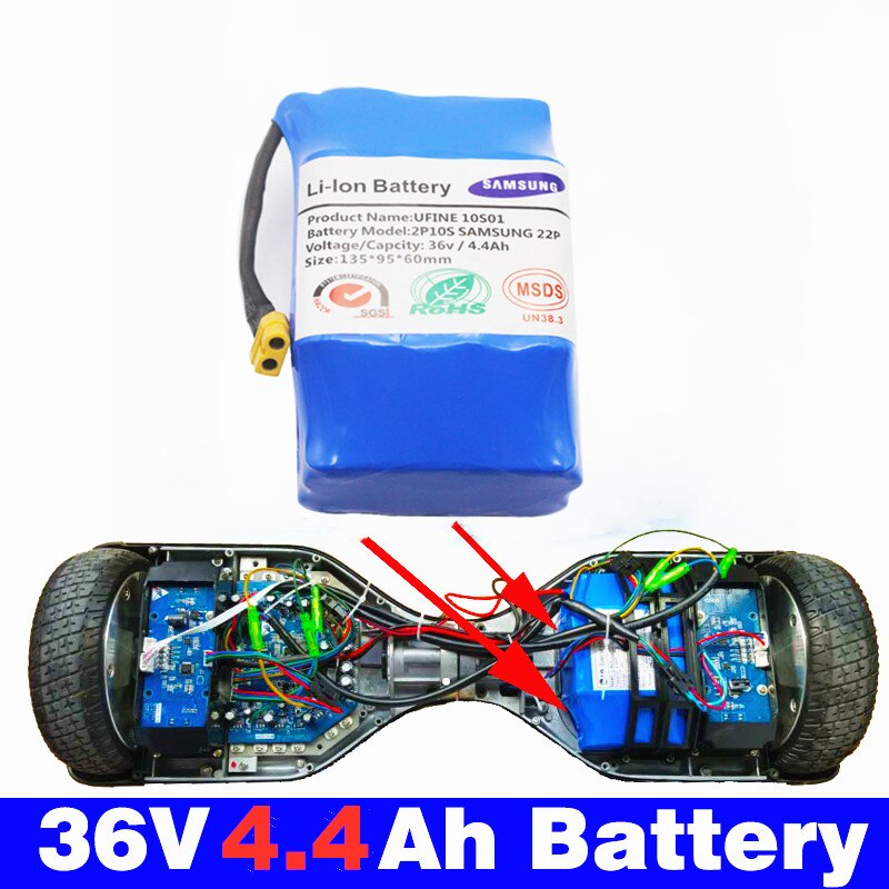 Electric Scooter 36v Lithium Battery Pack 36v 10s2p 4400mAh Battery Single Cycle Voltage Hoverboard Battery Batterie Overboard