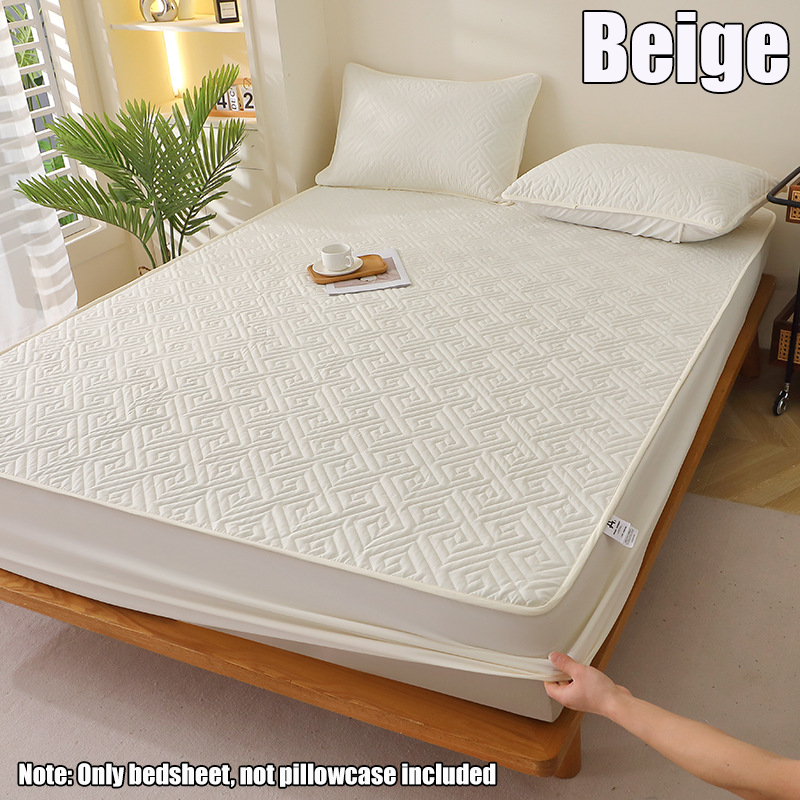 Funda de colchón para el hogar, impermeable, gruesa, acolchada, impermeable, sábana ajustable transpirable (sin funda de almohada), 1 ud.: 150 x 200 cm / Blanco