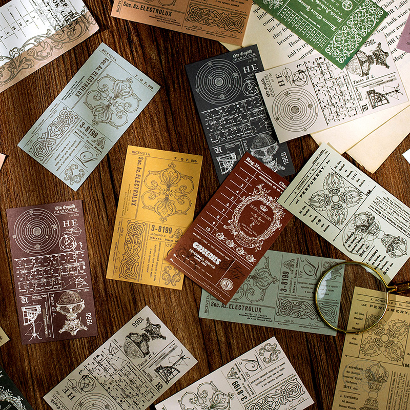50 pcs/lot Vintage Decorative paper Antique ticket Collage Scrapbooking material paper handmade Diy Diary Craft Supplies