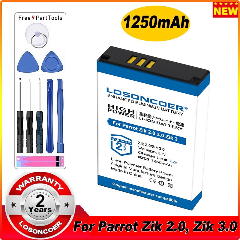 LOSONCOER 1250mAh Battery PF056001AA For Parrot ZIK, Zik 1, Parrot Zik 1.0 One Zik 2.0 Zik 2 Zik 3.0 Zik 3 MCELE00254 MH46671: Zik 2.0 Zik 3.0