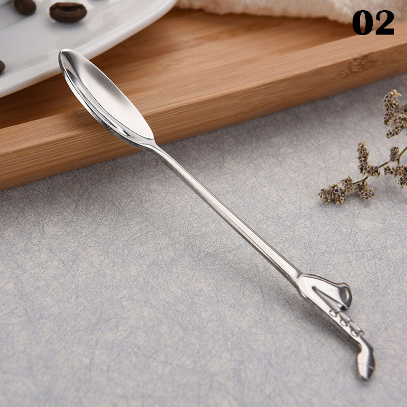 Cuchara creativa de acero inoxidable con forma de instrumento Musical, cuchara con mango de símbolo Musical, utensilios para beber café, vajilla: 02