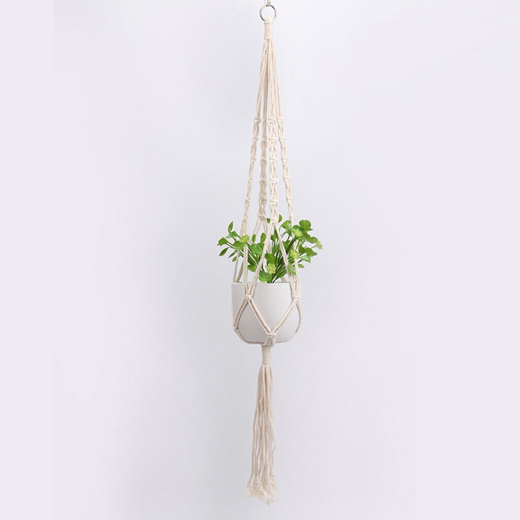 Hanging Baskets Flowerpot Plant Holder Pot Macrame Plant Hanger Hanging Planter Basket Jute Rope Braided Craft Vintage Decor