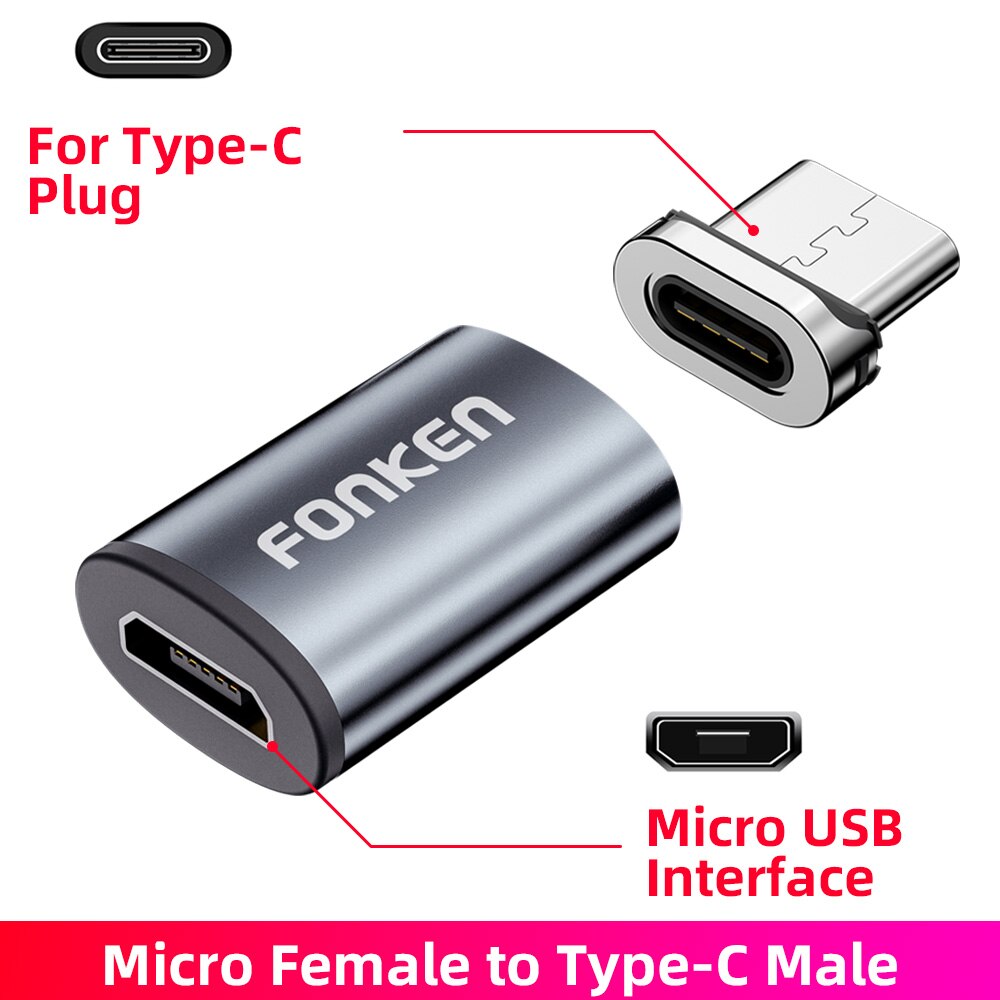 micro USB di Tipo C Cavo Convertire Spina Magnetica Cavo Adattatore del Caricatore Magnetico Connettore del Cavo Del Telefono mobile di Ricarica Convertitore: micro to usb c