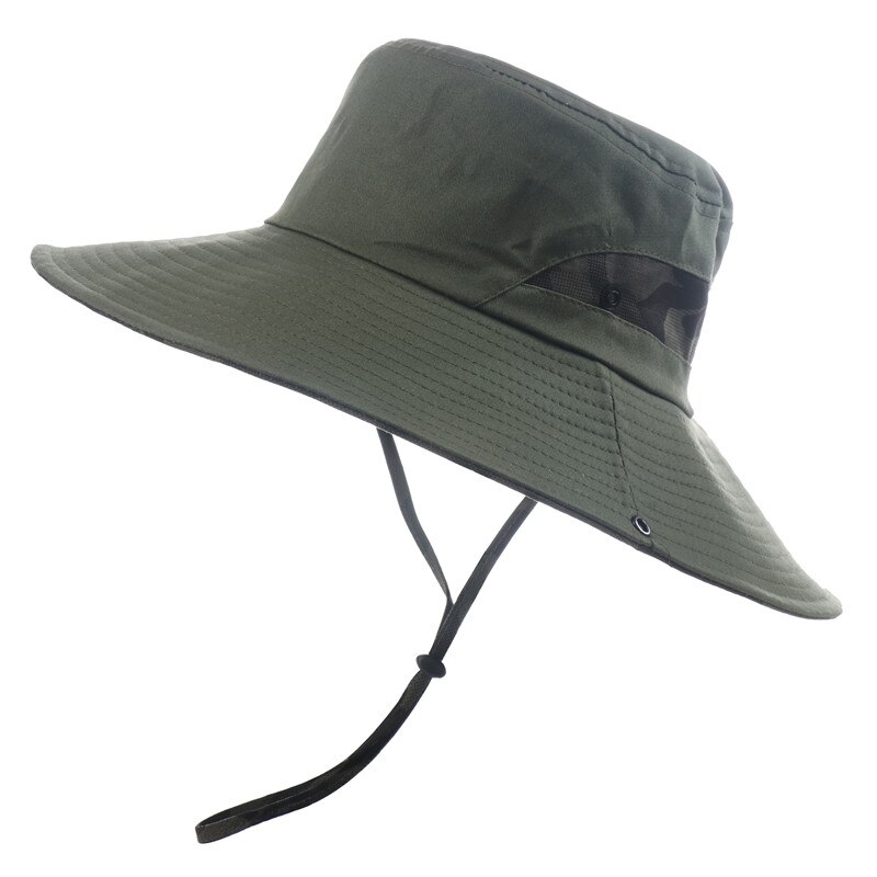 CAMOLAND Male UV Protection Sun Hats Camouflage Bucket Hat For Women Men Outdoor Fishing Hiking Hat Summer Boonie Beach Caps: Army Green