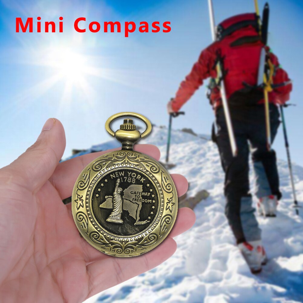 Portable Retro Metal Pocket Compass Outdoor Camping Hiking Zinc Alloy Flip Navigation Golden Compass for Outdoor Activities