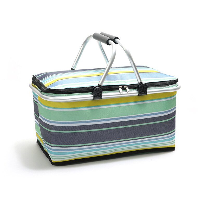 Insulated Picnic Basket Bag - 24L Collapsible Cooler with Folding Handle - Cool Storage for Food, Drinks, Camping, Travel: Default Title