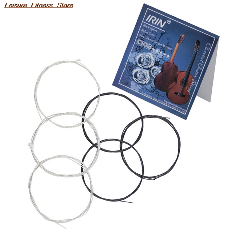 6Pcs Zwart Wit Gitaar Snaren Professionele Muziek Instrument Snaren Set Nylon Fiber Klassieke Gitaar Vervanging 6 Snaren Set