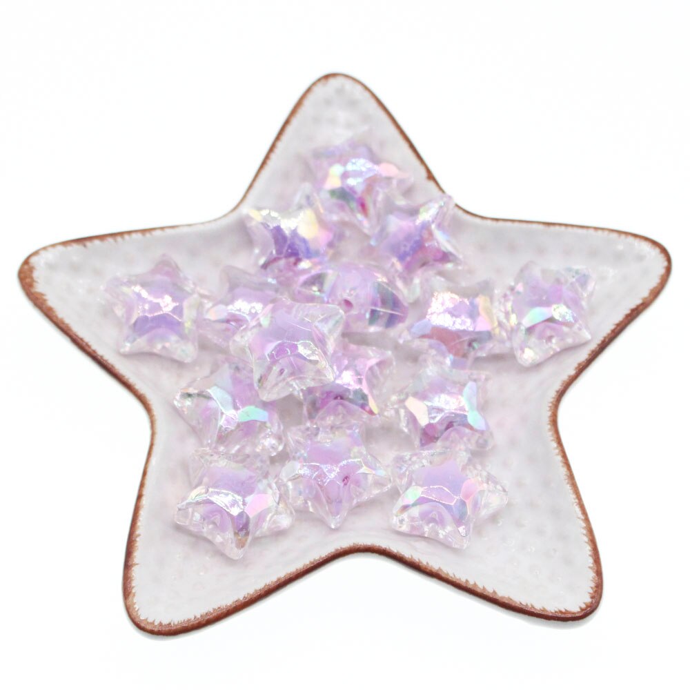 CHONGAI 20Pcs Acrylic Lovely Star Rainbow Candy Beads AB Beads in Beads For Jewelry Making DIY Necklace Craft 20mm: PURPLE