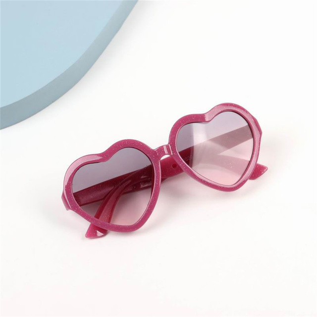 Heart-shaped Children&#39;s Sunglasses Round Gradient Lens Heart Sunglasses Cartoon Love Baby Sunglasses Sunshade Glasses: Rose red
