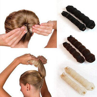 2 Pcs/Set Women Sponge Hair Styling Donut Bun Maker Rollers Magic easy using Former Ring Shaper Styler Tool