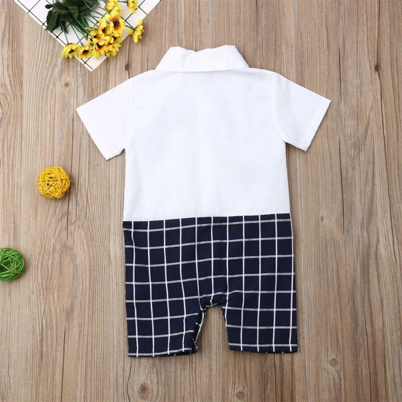Formal Toddler Baby Boy Wedding Party Outfits Summer Plaid Clothes Set 0-24M