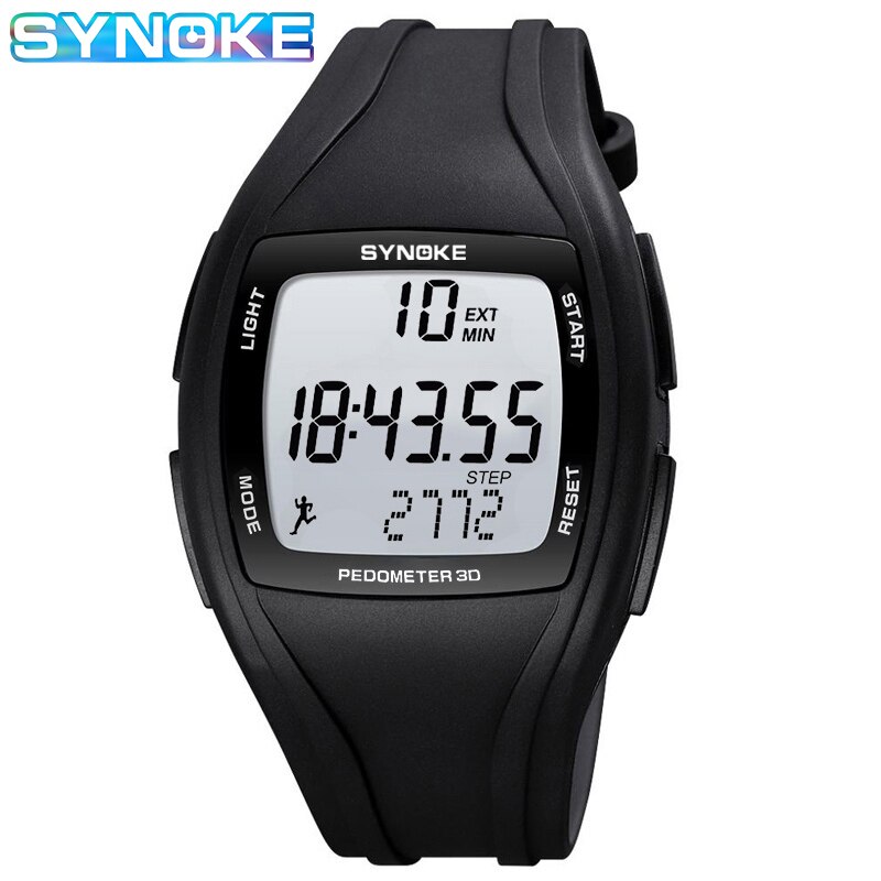 Synoke 9105 Sport Horloge Mannen Stappenteller 50M Waterdichte Multifunctionele Digitale Horloge Pu Band Led Heren Elektronische Horloge Heren