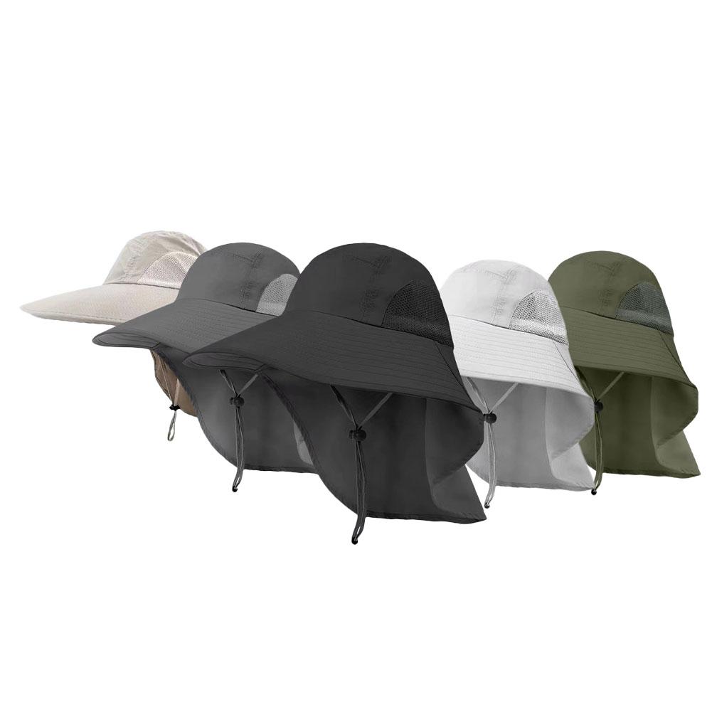 Chapeau de soleil à large bord avec rabat de cou pour hommes et femmes, casquette safari, protection extérieure réglable, randonnée et pêche, 50 +
