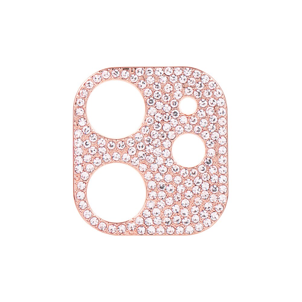 Glitter Rhinestone Camera Lens Protector Film For iPhone 12 Pro Max 12mini Alloy Shiny Diamond Lens Ring Cover Phone Accessory: For iPhone 12 Pro / rose gold