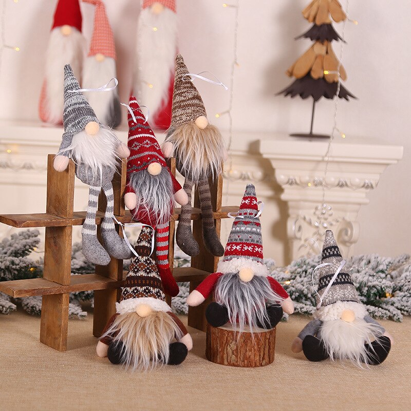 Kerstman Pluche Pop Pop Hanger Bos Dwerg Gestreepte Hoed Kerstboom Ornament Kinderen Kerstdag Speelgoed