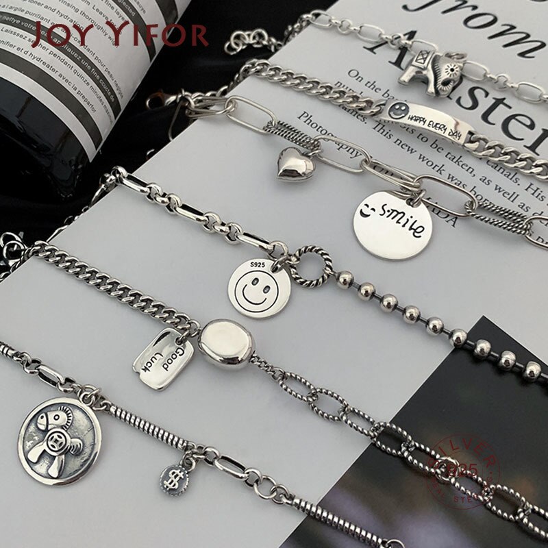 925 Sterling Zilveren Dikke Ketting Charm Armband Voor Vrouwen Vintage Handgemaakte Ronde Kaart Thai Zilveren Trendy Partij Sieraden