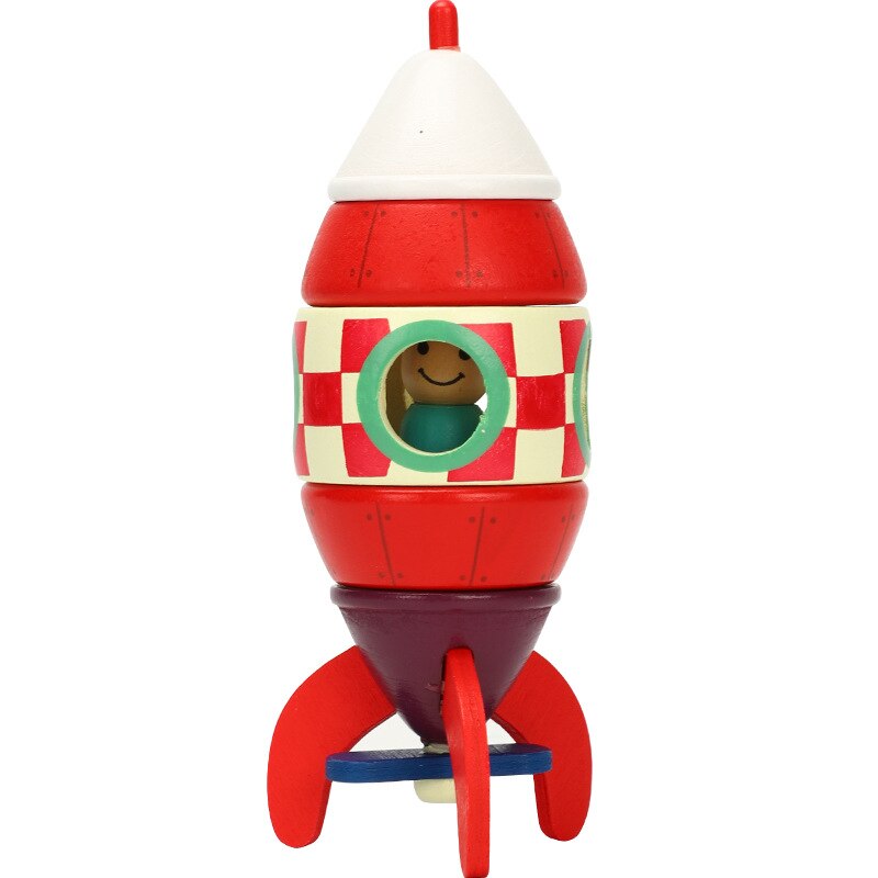 Giocattoli in legno per bambini smontaggio assemblaggio Puzzle combinazione giocattoli pratici giocattoli per veicoli assemblati aereo elicottero razzo: Assembled Rockets