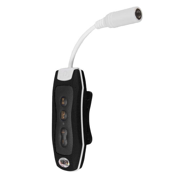 Reproductor MP3 impermeable IPX8 con Clip, Radio FM, sonido estéreo, 8G, natación, buceo, surf, ciclismo, deporte, música: Negro