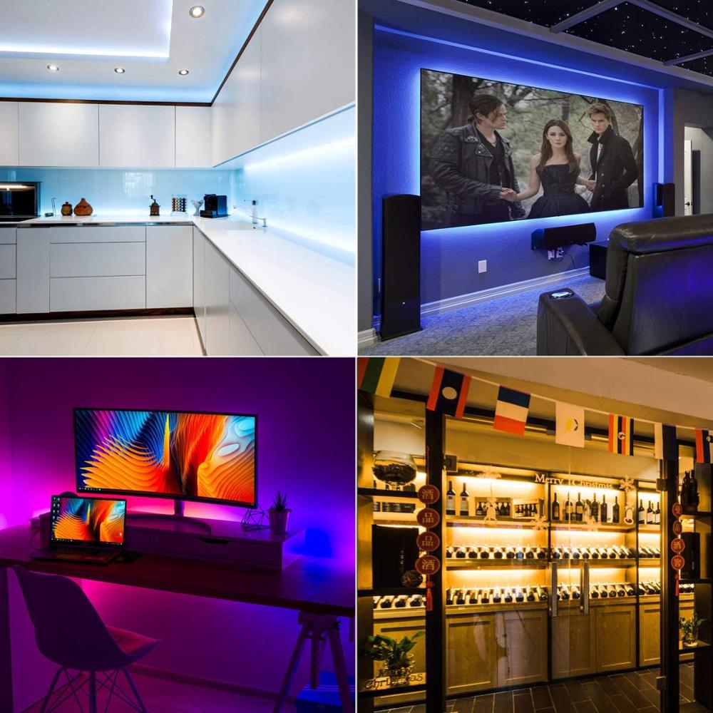 Wifi Bluetooth Rgb Led Strip 12V Flexibele Diode Tape 5M 10M Waterdicht Lint Smartphone Controle Alexa google Assistent Adapter