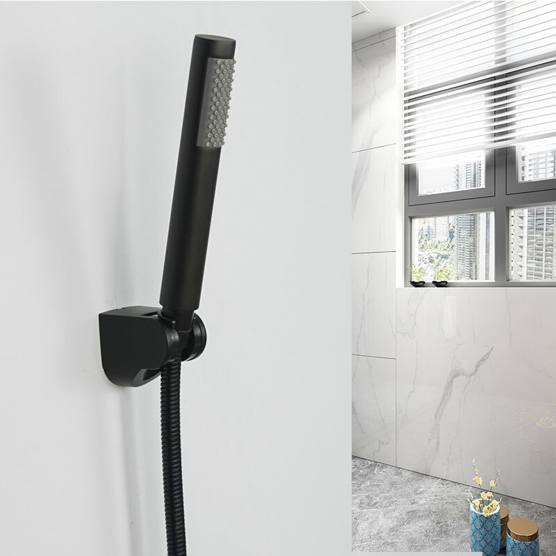 Brass Hand Shower Matte Black Hand Held Shower Set with Holder and Hose Wall Mounted Hand Hold Shower Head