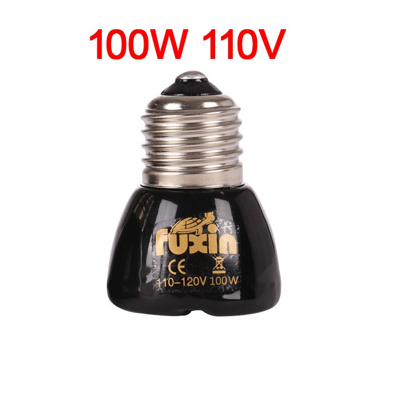 Pet Heating Light Bulb E27 25W 50W 75W 100W Mini Infrared Ceramic Emitter Heat Lamp Bulb Black for Reptile Pet Brooder 110V/220V: 100W 110V