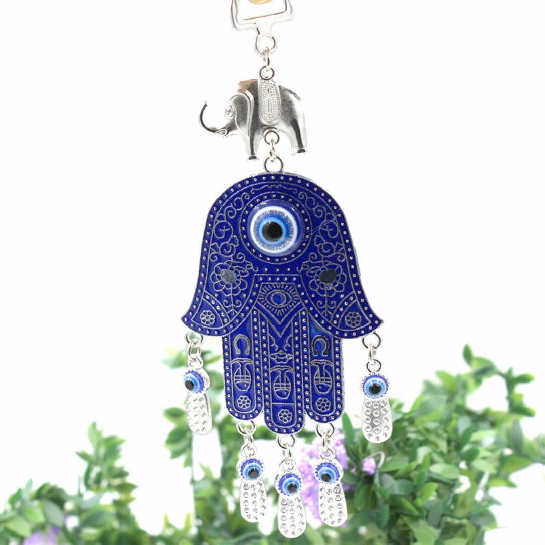 Turkish Blue Evil Eye Hamsa Hand Amulet Wall Protection Hanging Cars Home Decor