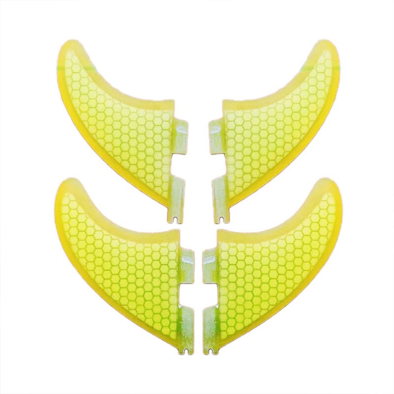 Quad fin Surfboard Fins 4PCS Set for FCS II box G5 +G3 size fiberglass Honeycomb with carbon M +S size FCS Fins surf Fin: YELLOW
