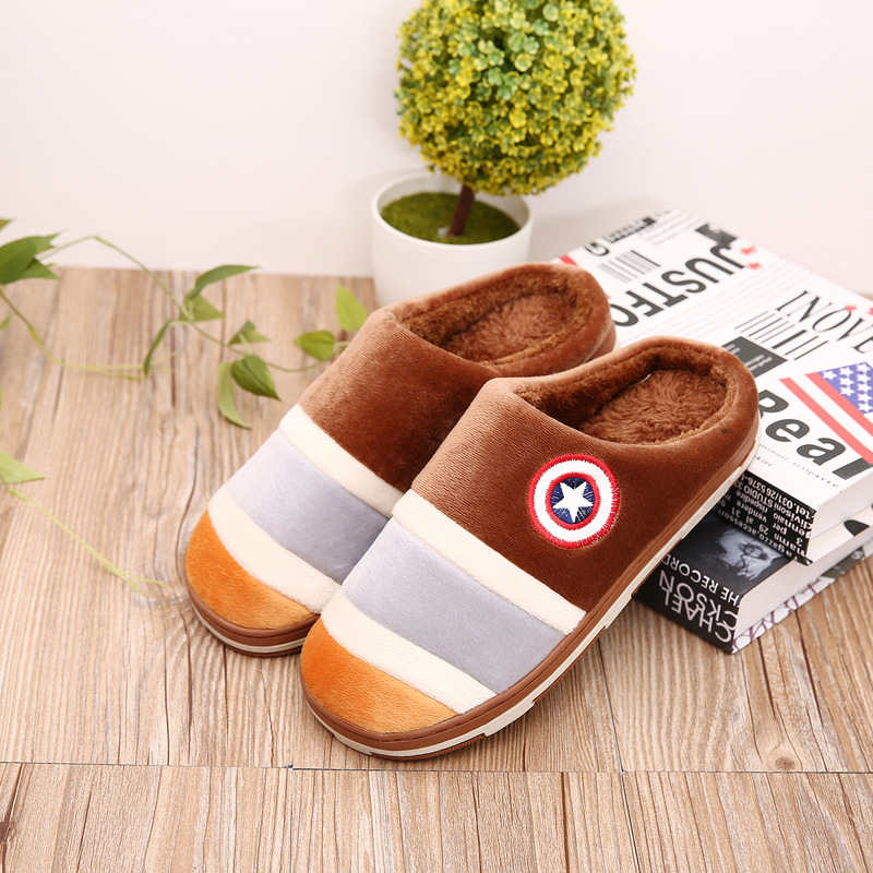 Messieurs pantoufles en peluche grande taille 39-44 homme intérieur pantoufles hiver chaussures adulte solide couleur mixte mâle slippersKS231: Brown / 9.5