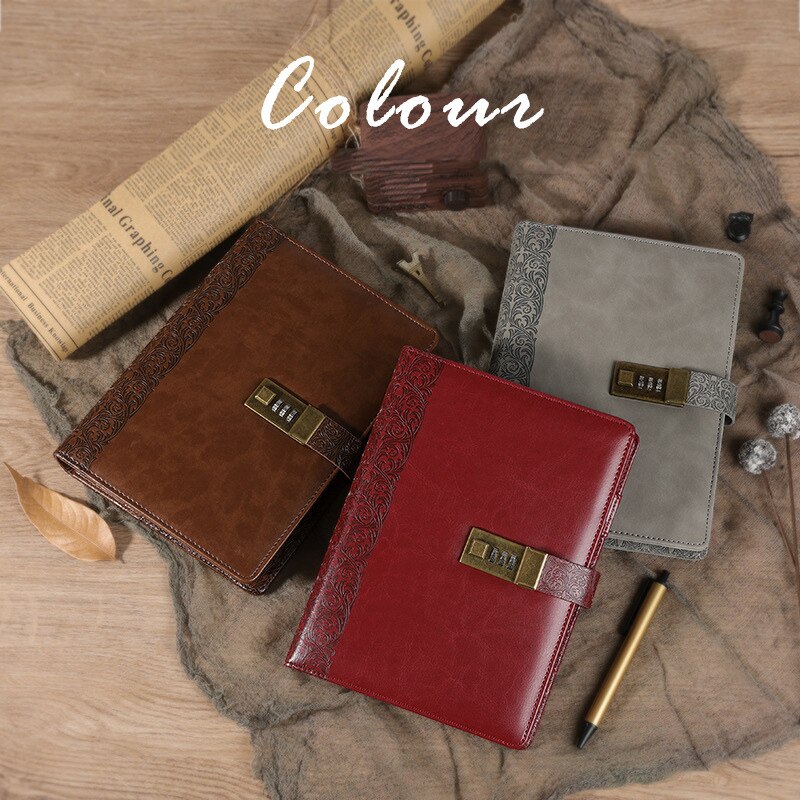 Diary A5 Binder Notebook with Lock Spiral Journal Rings Notepad Sketchbook Line Agenda Planner Stationery Organizer Note Book