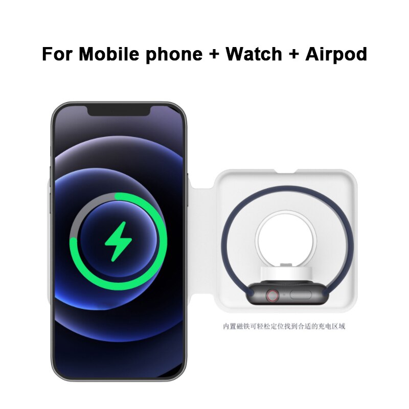 2-in-1 Wireless Charging Station for iPhone & Apple Watch - Magsafe Compatible