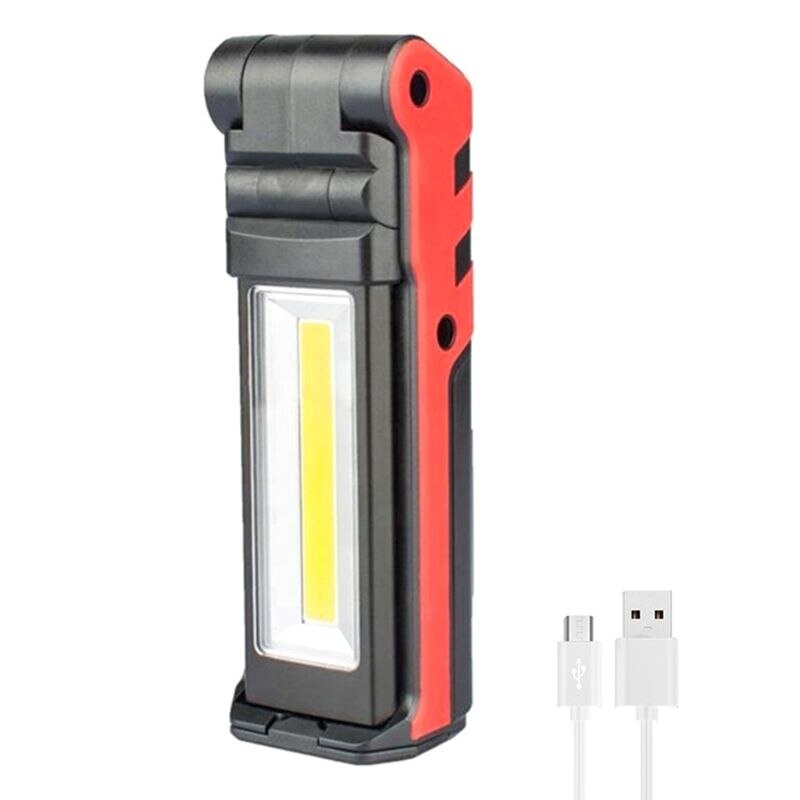 USB Rechargeable Working Light Dimmable COB LED Flashlight Folding Inspection Lamp with Magnetic Base Outdoor Flashlight